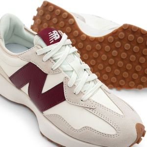 New Balance 327 NB Beige Burgundy White Red Women Unisex Casual Shoes